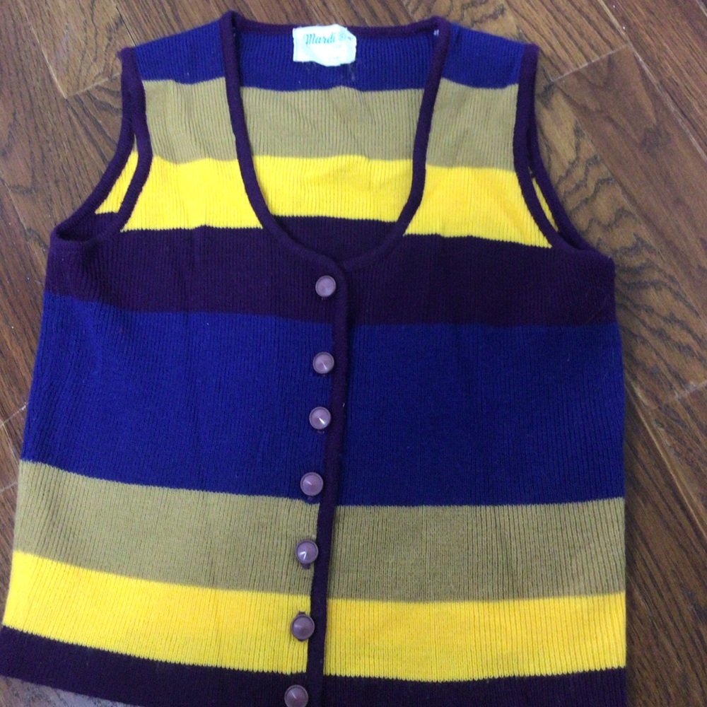 Vintage 70s Mardi sleeveless knit sweater womens Small